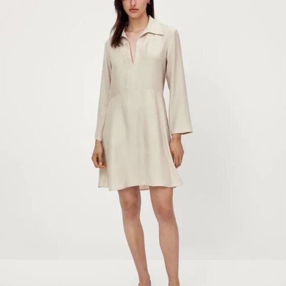 *NWT* Massimo Dutti Sand Polo Collar Dress - Sz M - Picture 1 of 13